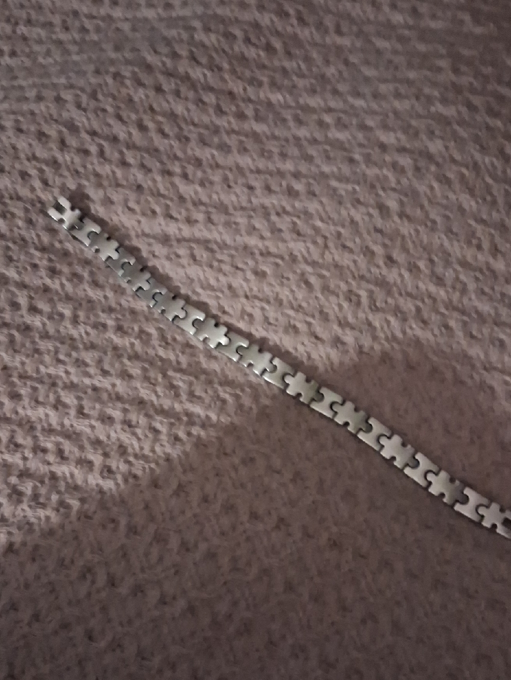 Men's Silver Stainless Steel Link Bracelet - Sleek Puzzle Link Design